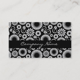 Cartão de visita floral preto e branco