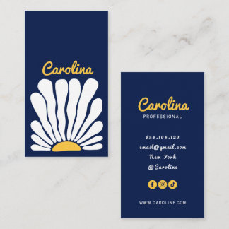 Cartão de visita floral psicodélico retrô boho