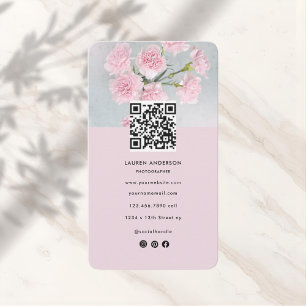 Cartão de visita Floral Rosa Moderno com Fotografi