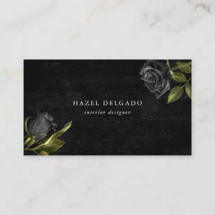 Cartão De Visita Floral Rosa preto gótico