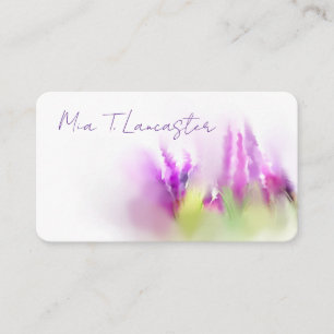 Cartão de visita floral roxo em aquarela de lavand