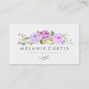 Cartão de Visita Floral Roxo Jardim de Rosas