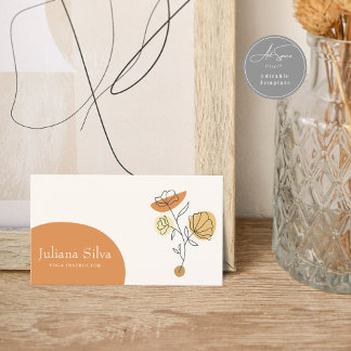 Cartão De Visita Floral Terracotta Minimalist Business Card