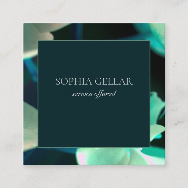 Cartão de visita Floral Verde Profundo (Frente)