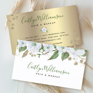 Cartão De Visita Floral Watercolor Na moda Script Girly Dourado Mod