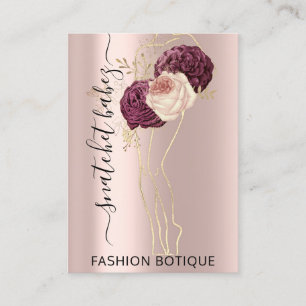 Cartão De Visita Florals Wreath Rosa de código QR Corpo Esculpindo