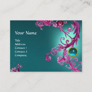 Cartão De Visita FLORENTINE BAROQUE MONOGRAM GEM azul aquamarina
