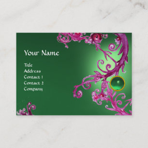 Cartão De Visita FLORENTINE BAROQUE MONOGRAM GEM verde vermelho-rox