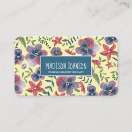 Cartão De Visita Flores amarelas florais em aquarela boho