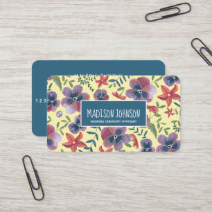 Cartão De Visita Flores amarelas florais em aquarela boho