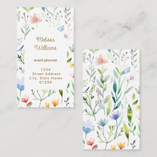Cartão De Visita flores aquarela