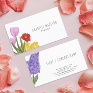 Cartão De Visita Flores autênticas desenhadas à mão em aquarela