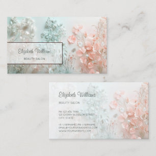 Cartão De Visita Flores Boho 3D Pastel