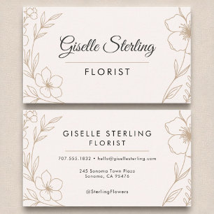 Cartão De Visita Flores Botânicas Floristas Blush e Elegante Preto