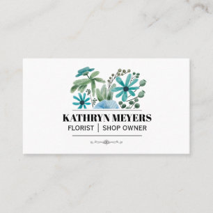 Cartão De Visita Flores Boutique  Flores Azuis