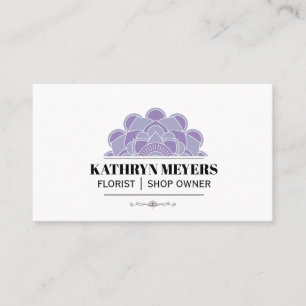Cartão De Visita Flores Boutique Flores ilustrativas roxas