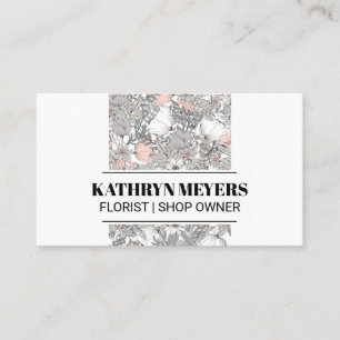 Cartão De Visita Flores Boutique  Padrão De Flor Botânico