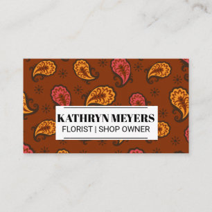 Cartão De Visita Flores Boutique  Padrão De Flor De Paisley