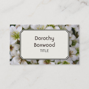 Cartão De Visita Flores brancas botânicas personalizadas