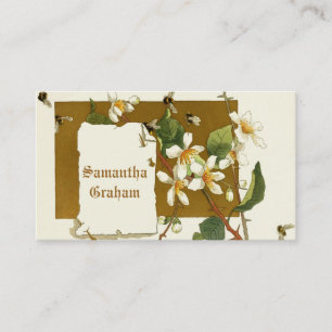 Cartão De Visita Flores brancas de mirtilo, floral personalizado