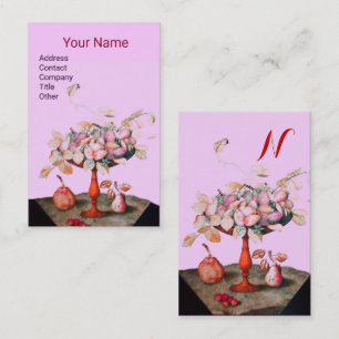 Cartão De Visita FLORES das FRUTAS da ESTAÇÃO, Lilac do rosa do