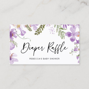 Cartão De Visita Flores De Água Púrpura Fralda Cartaz Raffle