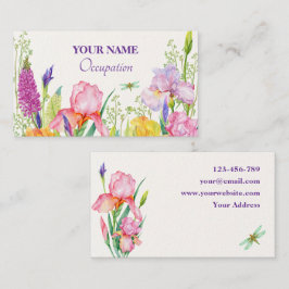 Cartão De Visita Flores de aquarela florescem