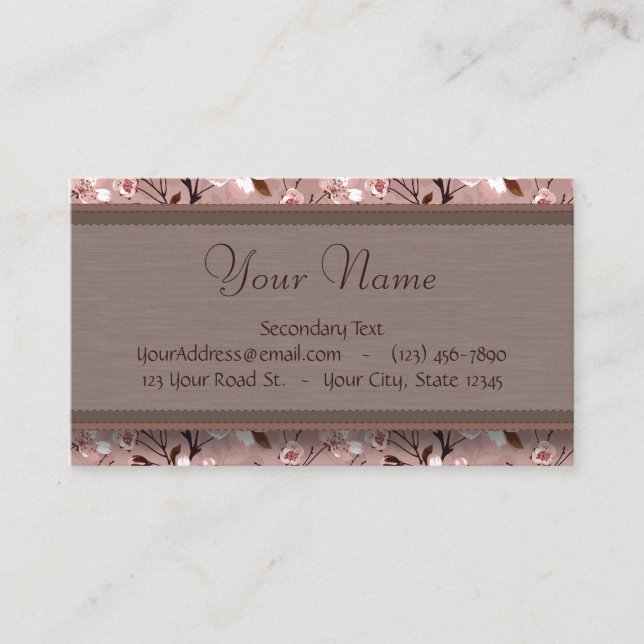 Cartão De Visita Flores de cerejeira com monograma do laço (Frente)