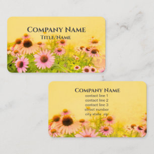 Cartão De Visita flores de cone cor-de-rosa de jardim ensolaradas p