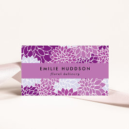 Cartão De Visita Flores de Dália Roxa, Florificação, Comprada de Fl