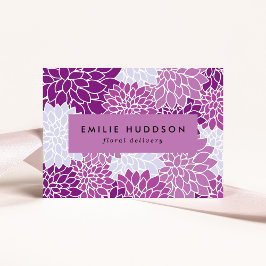 Cartão De Visita Flores de Dália Roxa, Florificação, Comprada de Fl