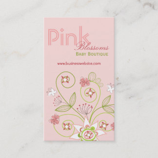 Cartão De Visita Flores de Flor Rosa Selvagens Brilhantes