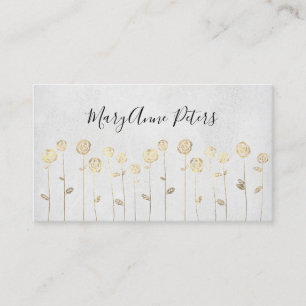 Cartão De Visita flores de folha de ouro falsas