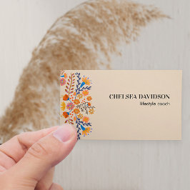 Cartão De Visita Flores de Folhas Mexicanas Terem Tan