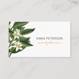 Cartão De Visita Flores de Fruta Laranja Moderna Elegante