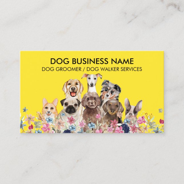 Cartão De Visita Flores de marca Dog Walker (Frente)