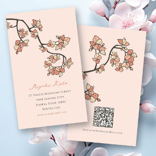 Cartão De Visita Flores de Pessegueiro Rosa Oriental Elegante Chic 