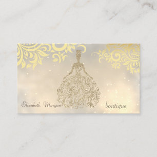 Cartão De Visita Flores Douradas e Elegantes Na moda, Vestido Lumin