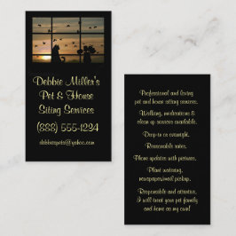 Cartão De Visita Flores e flores em casa e sentadas de animais de e