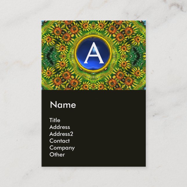 Cartão De Visita FLORES E LATERAIS NA TÚSCULA, monograma (Frente)