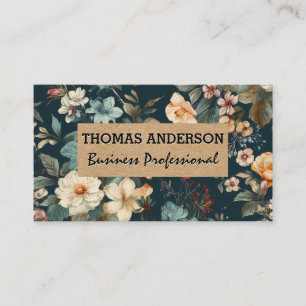 Cartão De Visita Flores Elegantes   Clássico