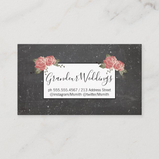 Cartão De Visita Flores Elegantes/Giz Espetado (Frente)