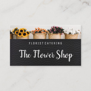 Cartão De Visita Flores em Vasos Couro