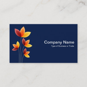 Cartão De Visita Flores Estilizadas - Branco sobre Azul Escuro 0017