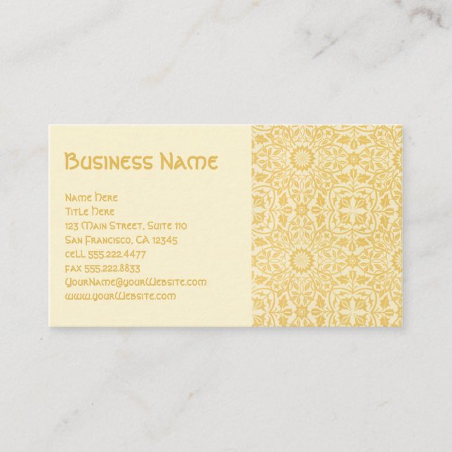 Cartão De Visita Flores Florais Antiquados Vitorianos William Morri (Frente)