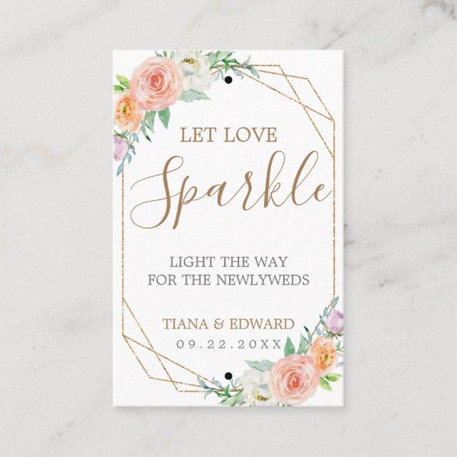 Cartão De Visita Flores Geométricas de Aquarela Flores de Casamento (Frente)