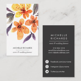 Cartão De Visita Flores Laranja | Ícones profissionais das mídias s