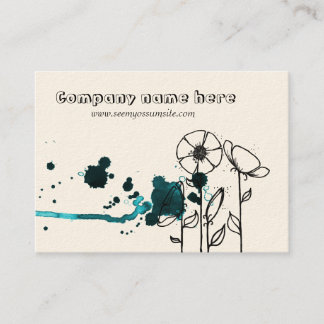 Cartão De Visita Flores manchadas, azuis