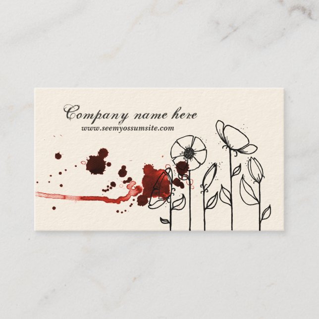Cartão De Visita Flores manchadas, vermelhas (Frente)