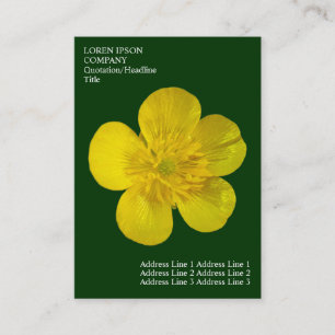 Cartão De Visita Flores Mínimas - Botão-de-ouro - Verde Escuro